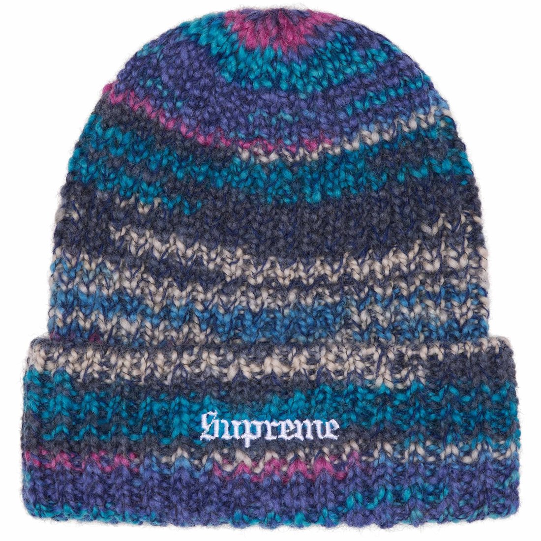 Details on Space Dye Stripe Beanie Blue from fall winter
                                                    2024 (Price is $44)