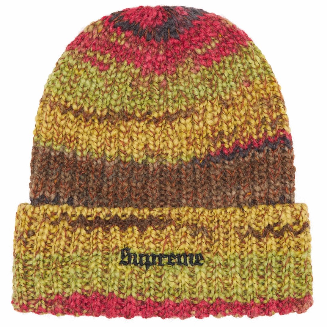 Details on Space Dye Stripe Beanie Yellow from fall winter
                                                    2024 (Price is $44)