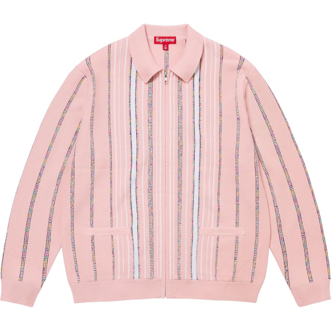 Details on Speckle Stripe Zip Up Cardigan Pink from fall winter
                                                    2024 (Price is $178)