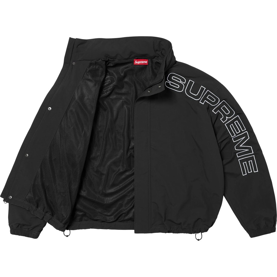 Details on Spellout Embroidered Track Jacket Black from fall winter
                                                    2024 (Price is $178)