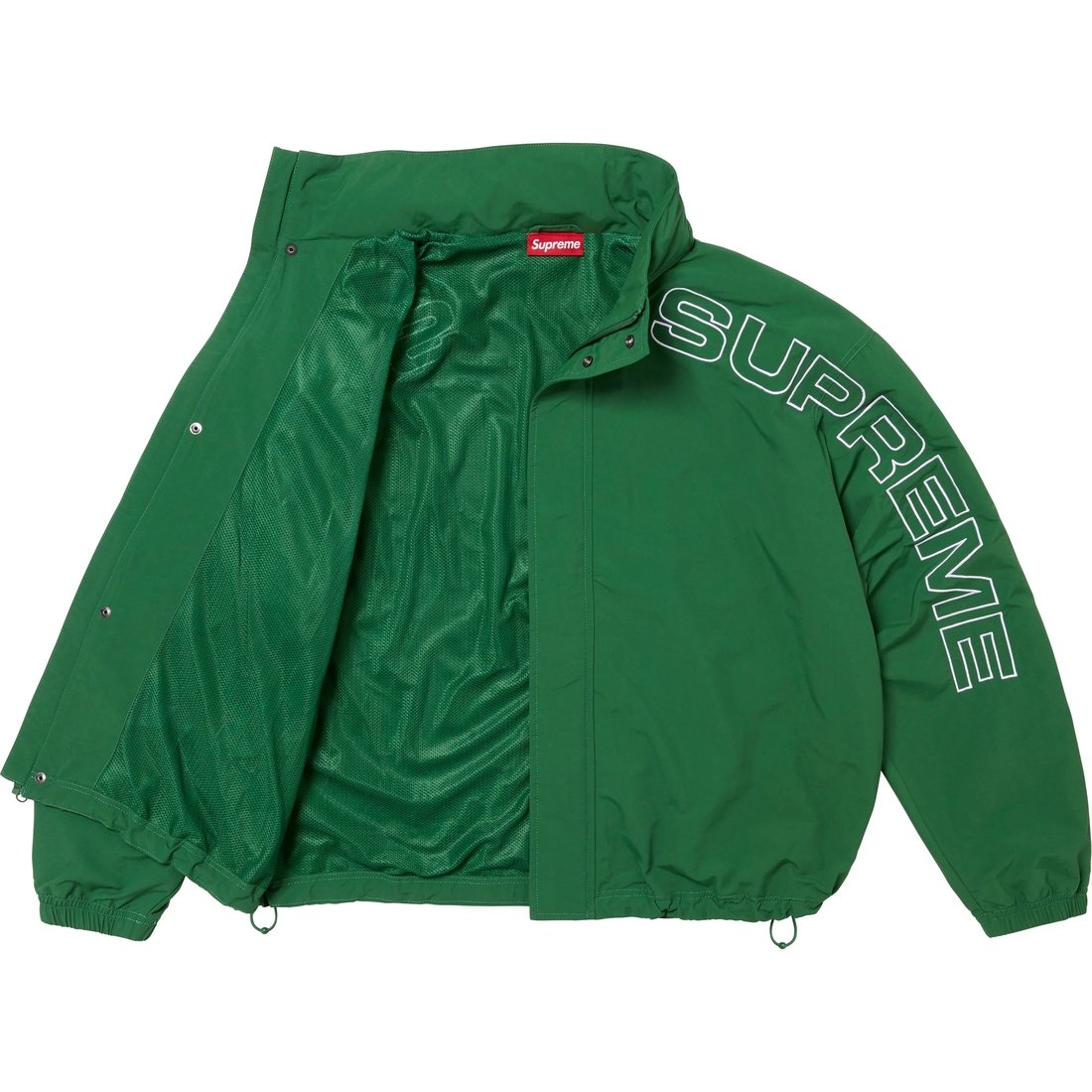 Details on Spellout Embroidered Track Jacket Dark Green from fall winter
                                                    2024 (Price is $178)