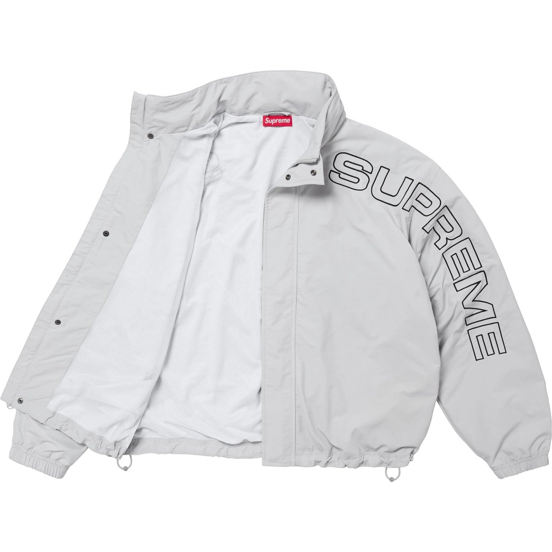 Details on Spellout Embroidered Track Jacket Grey from fall winter
                                                    2024 (Price is $178)