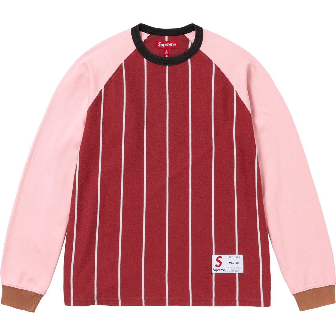 Details on Stripe Raglan L S Top Maroon from fall winter
                                                    2024 (Price is $110)