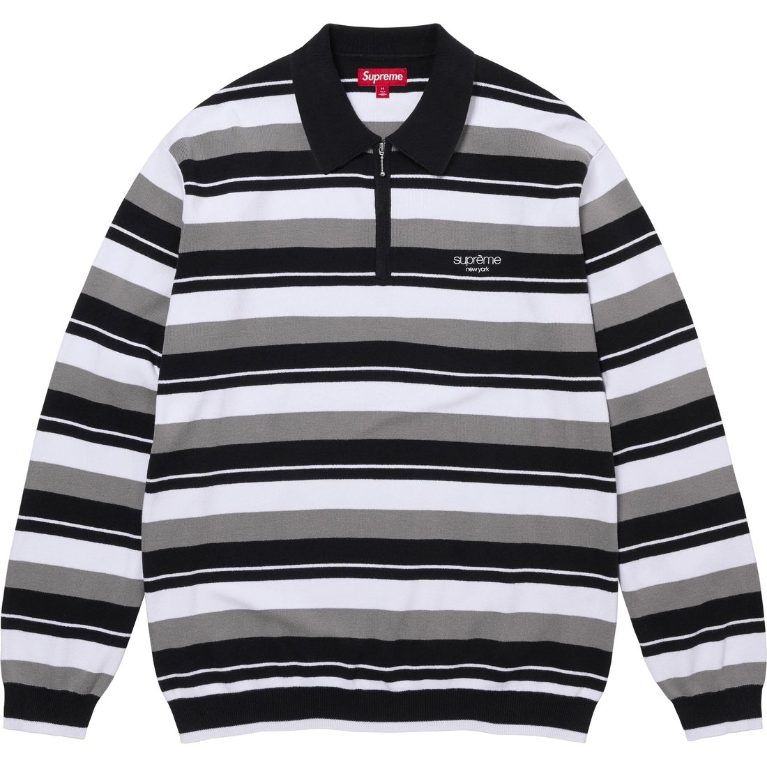 Details on Stripe Zip L S Polo Black from fall winter
                                                    2024 (Price is $128)