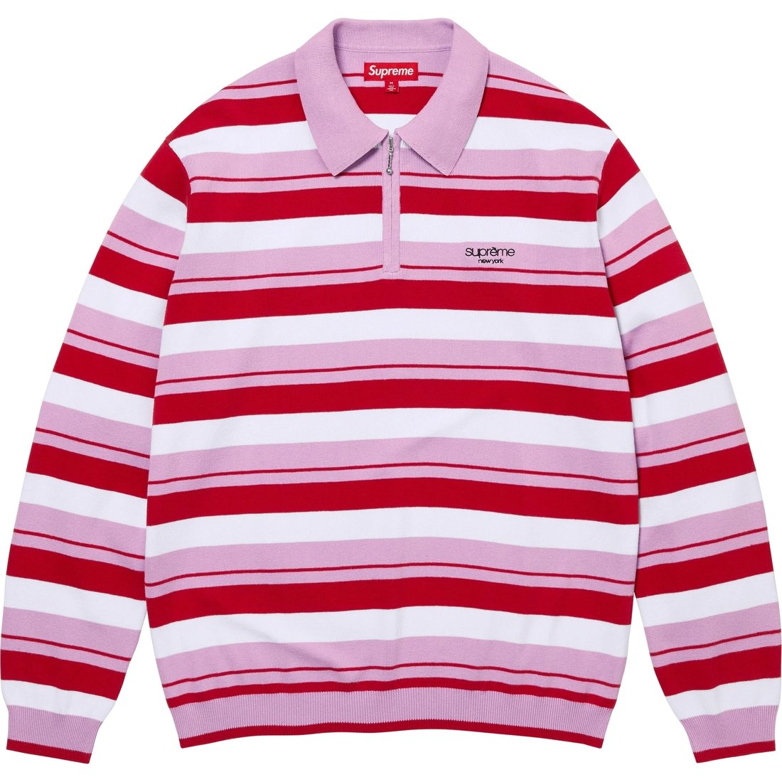 Details on Stripe Zip L S Polo Light Purple from fall winter
                                                    2024 (Price is $128)