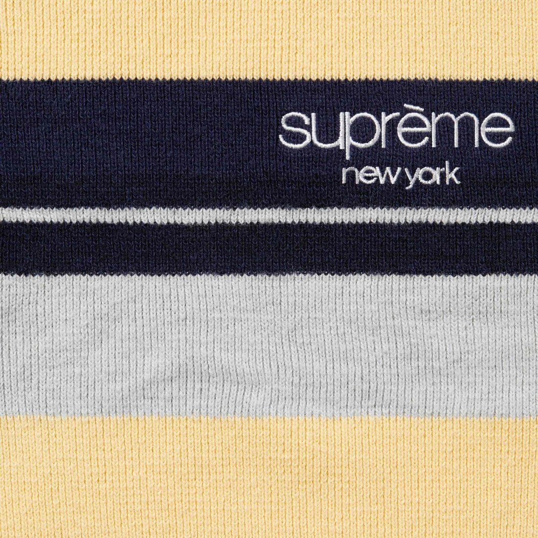 Details on Stripe Zip L S Polo Navy from fall winter
                                                    2024 (Price is $128)