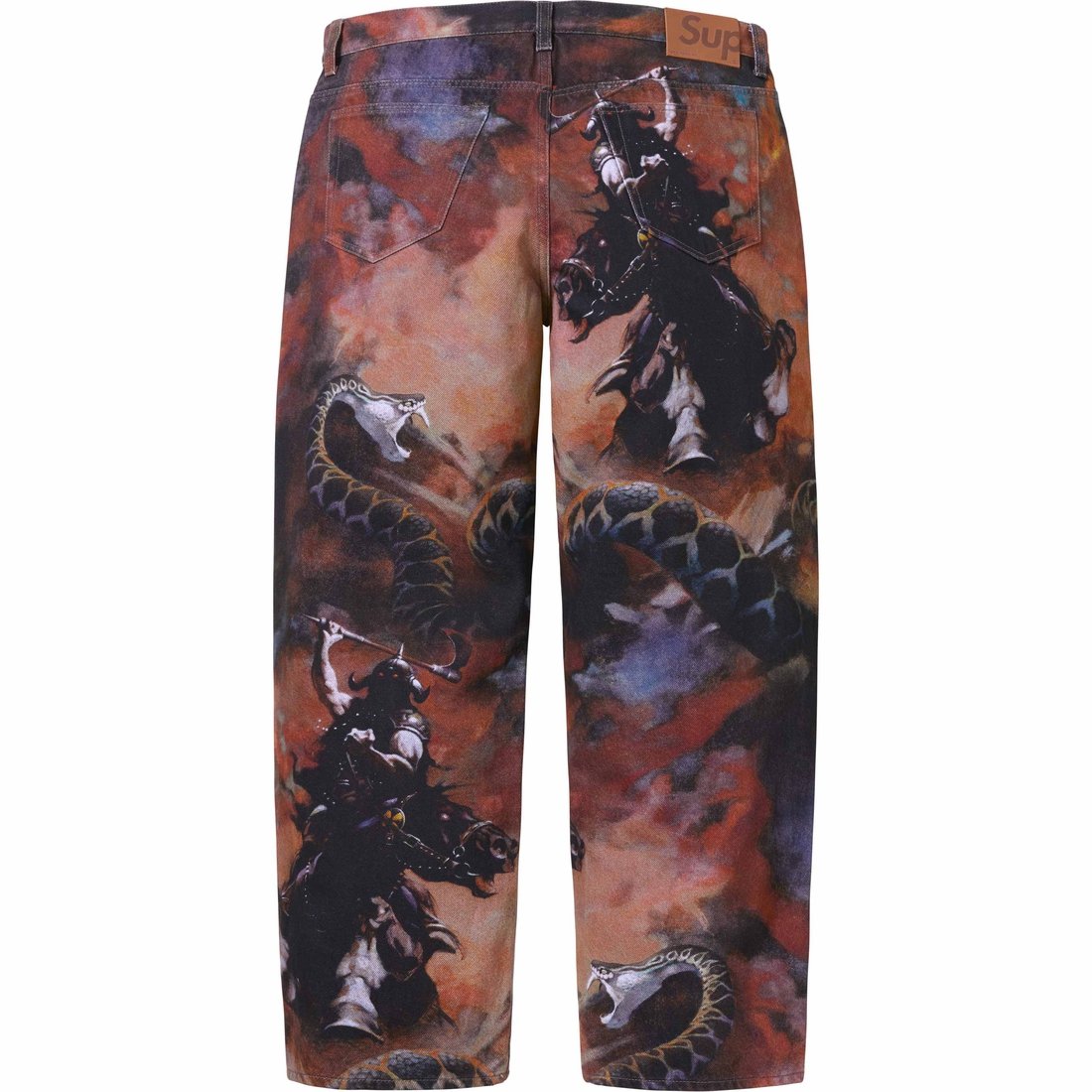 Details on Supreme Frank Frazetta Loose Fit Jean Multicolor from fall winter
                                                    2024 (Price is $218)