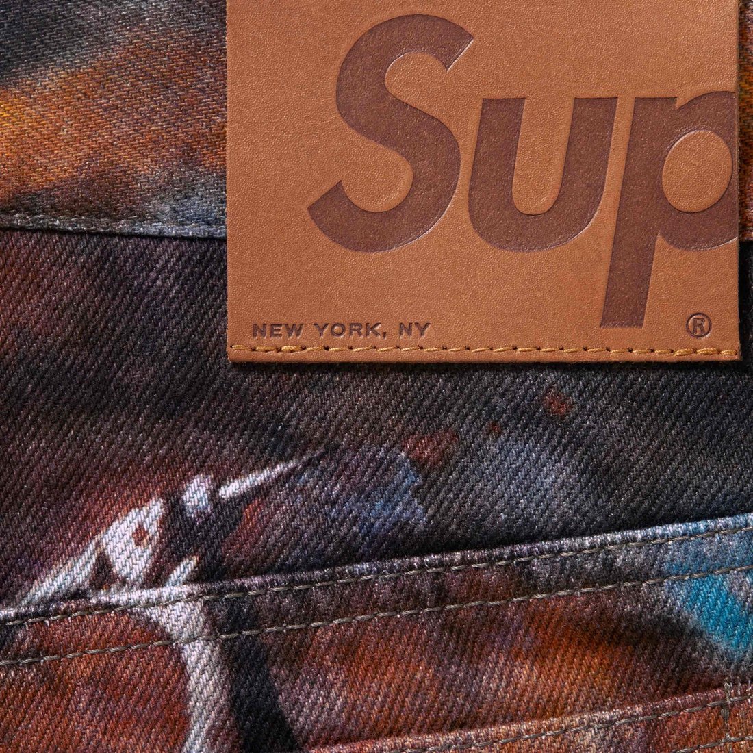 Details on Supreme Frank Frazetta Loose Fit Jean Multicolor from fall winter
                                                    2024 (Price is $218)