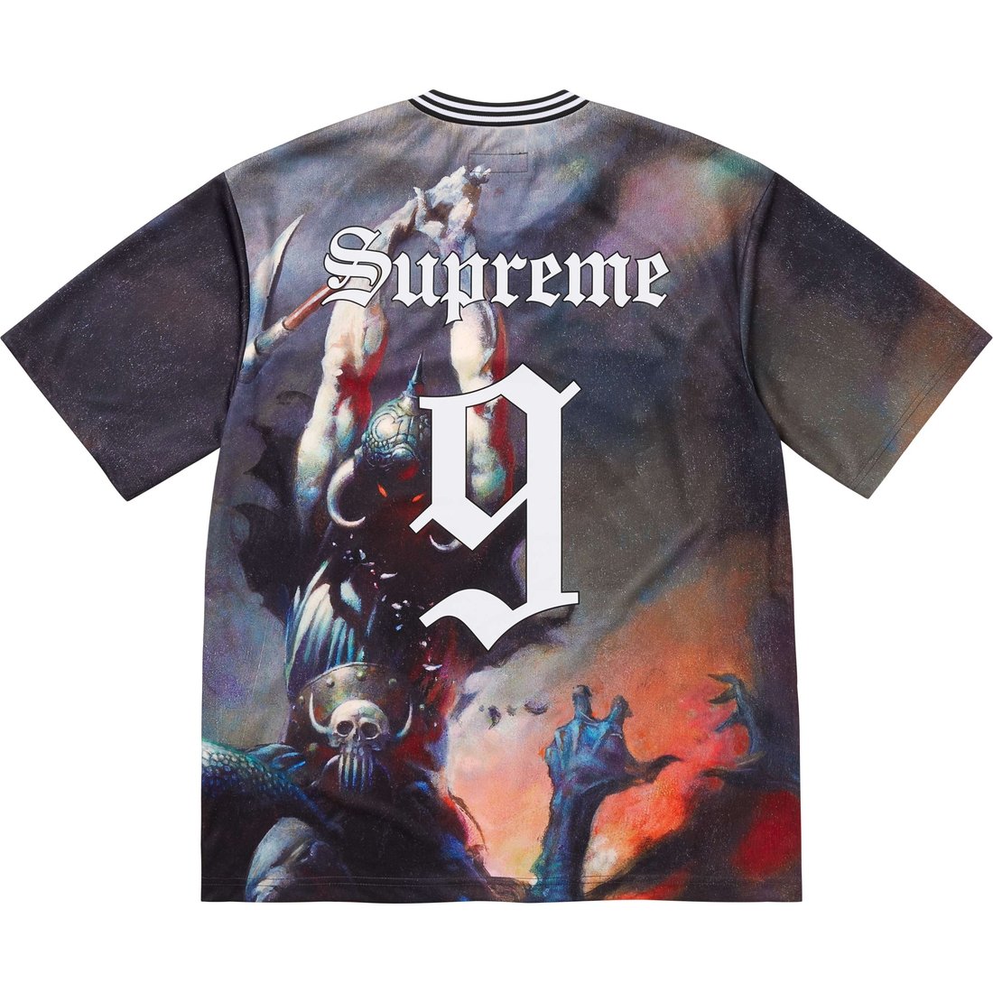 Details on Supreme Frank Frazetta Soccer Jersey Death Dealer from fall winter
                                                    2024 (Price is $118)