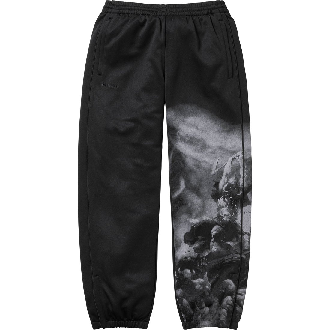 Details on Supreme Frank Frazetta Track Pant Black from fall winter
                                                    2024 (Price is $168)