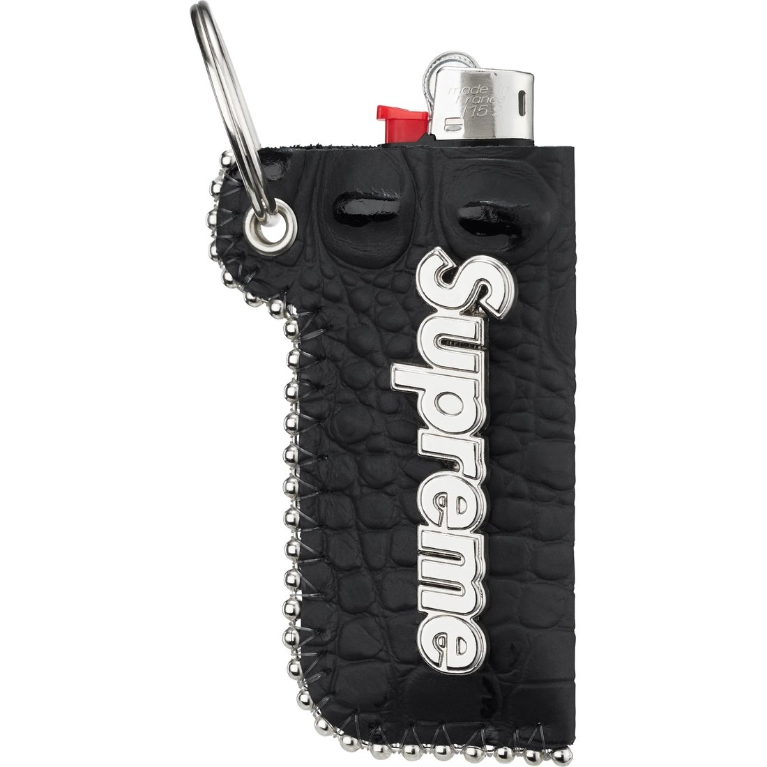 Details on Supreme b.b. Simon Leather Lighter Case Keychain Black from fall winter
                                                    2024 (Price is $78)