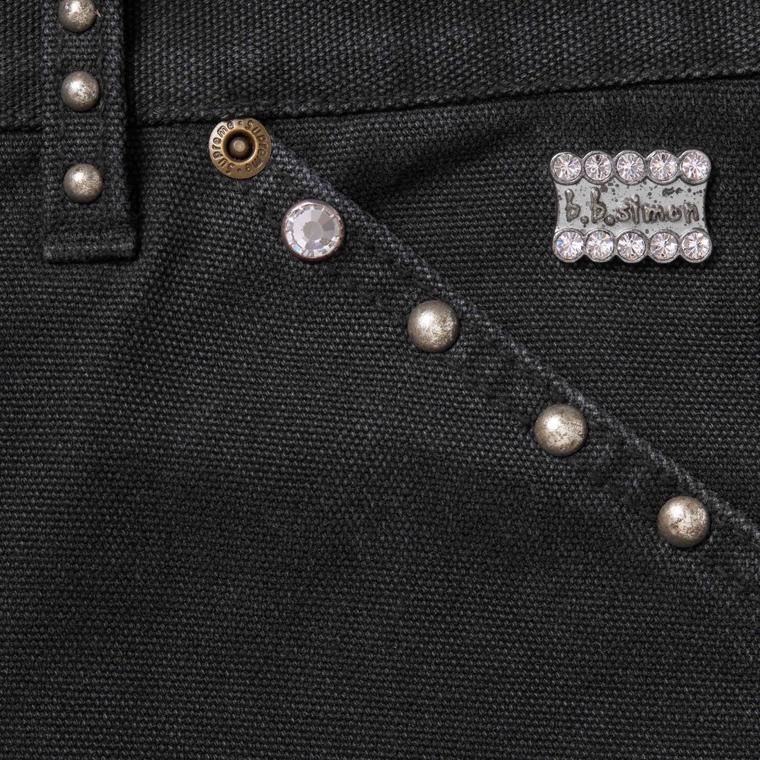 Details on Supreme b.b. Simon Studded Double Knee Painter Pant Black from fall winter
                                                    2024 (Price is $398)