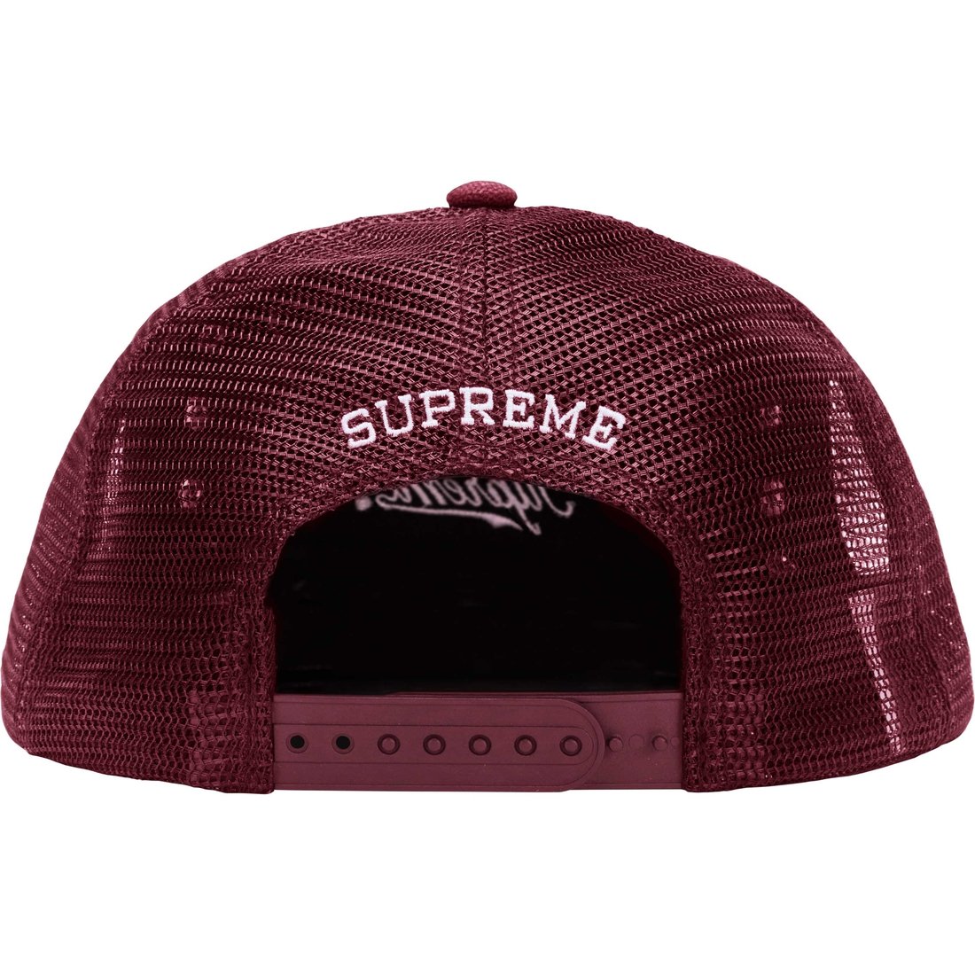 Details on Supreme b.b. Simon Studded Canvas Mesh Back 5-Panel Burgundy from fall winter
                                                    2024 (Price is $88)