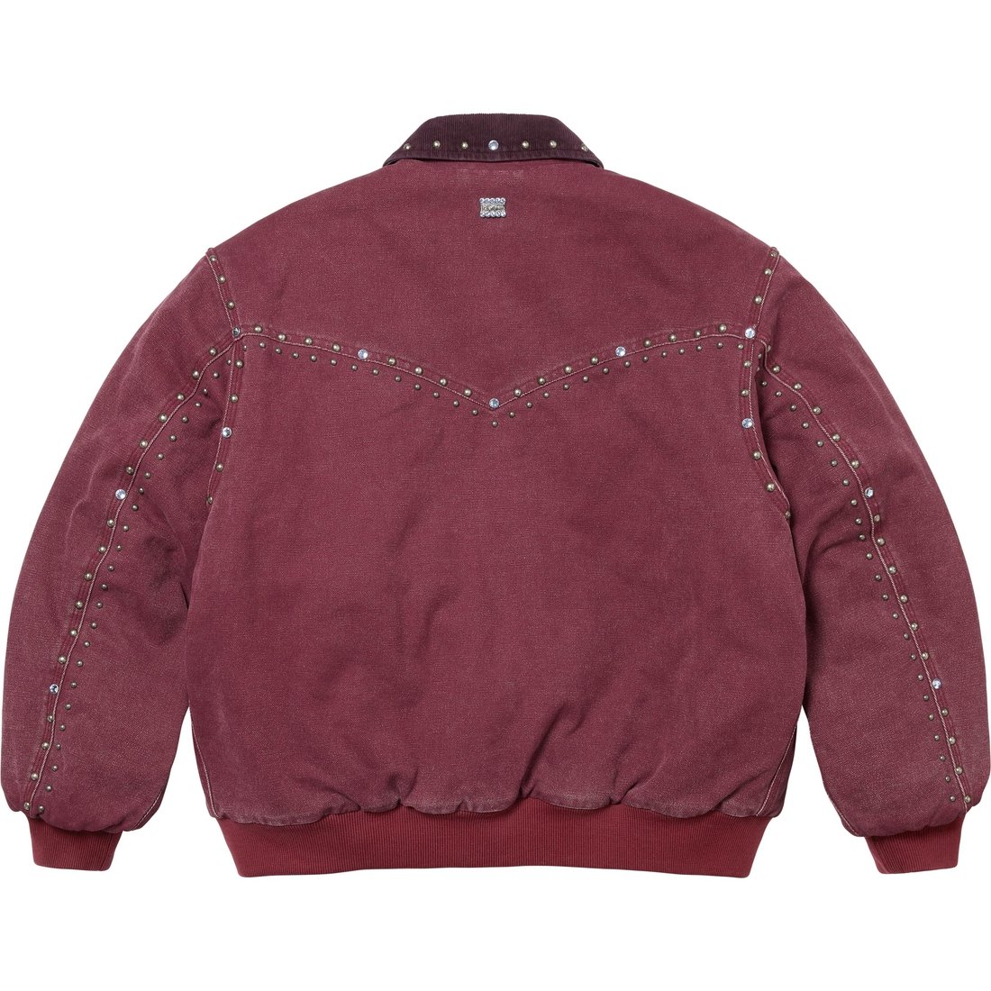 Details on Supreme b.b. Simon Studded Work Jacket Burgundy from fall winter
                                                    2024 (Price is $498)