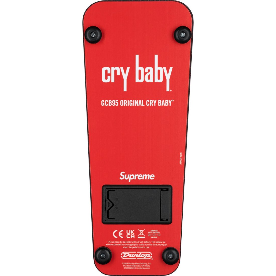 Details on Supreme Cry Baby Pedal Red from fall winter
                                                    2024 (Price is $298)