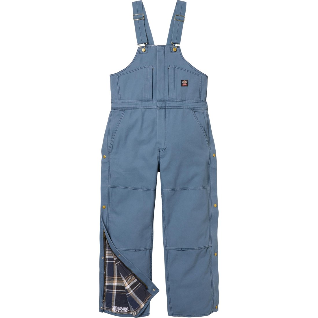 Details on Supreme Dickies Flannel Lined Overall Light Blue from fall winter
                                                    2024 (Price is $198)