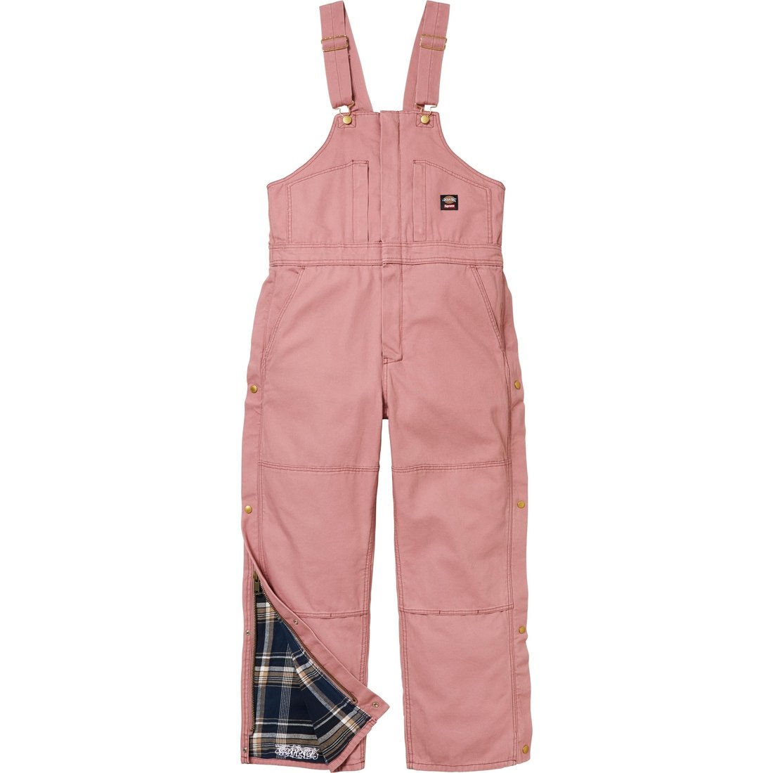 Details on Supreme Dickies Flannel Lined Overall Pink from fall winter
                                                    2024 (Price is $198)