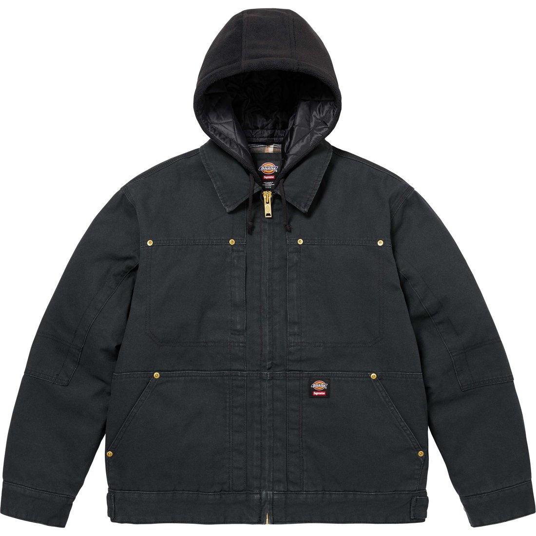 Details on Supreme Dickies Hooded Work Jacket Black from fall winter
                                                    2024 (Price is $198)