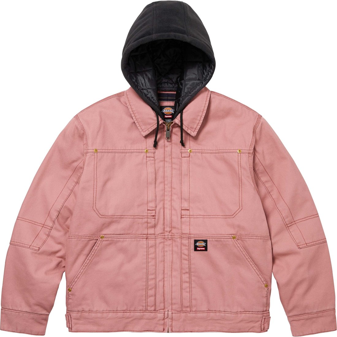 Details on Supreme Dickies Hooded Work Jacket Pink from fall winter
                                                    2024 (Price is $198)