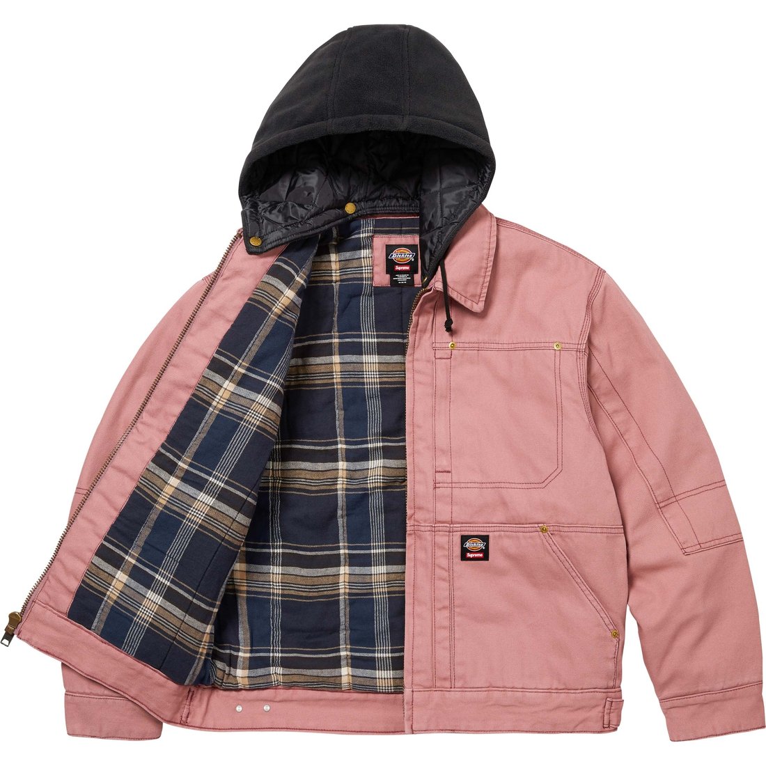 Details on Supreme Dickies Hooded Work Jacket Pink from fall winter
                                                    2024 (Price is $198)