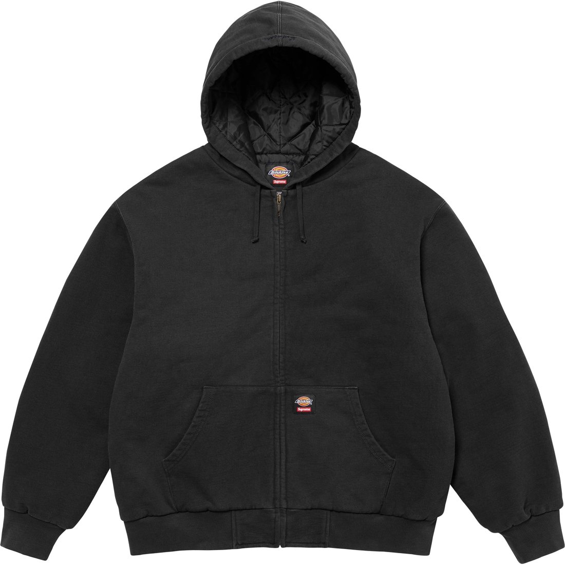 Details on Supreme Dickies Quilted Lined Zip Up Hooded Sweatshirt Black from fall winter
                                                    2024 (Price is $148)