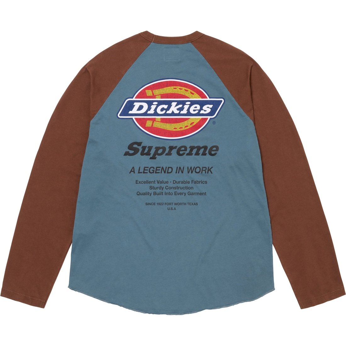 Details on Supreme Dickies Raglan L S Top Dark Slate from fall winter
                                                    2024 (Price is $68)