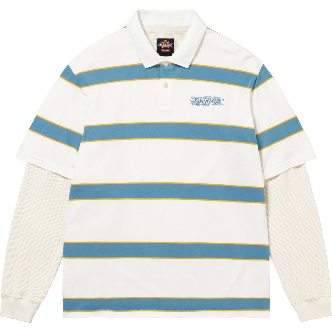 Details on Supreme Dickies Thermal Polo White from fall winter
                                                    2024 (Price is $98)