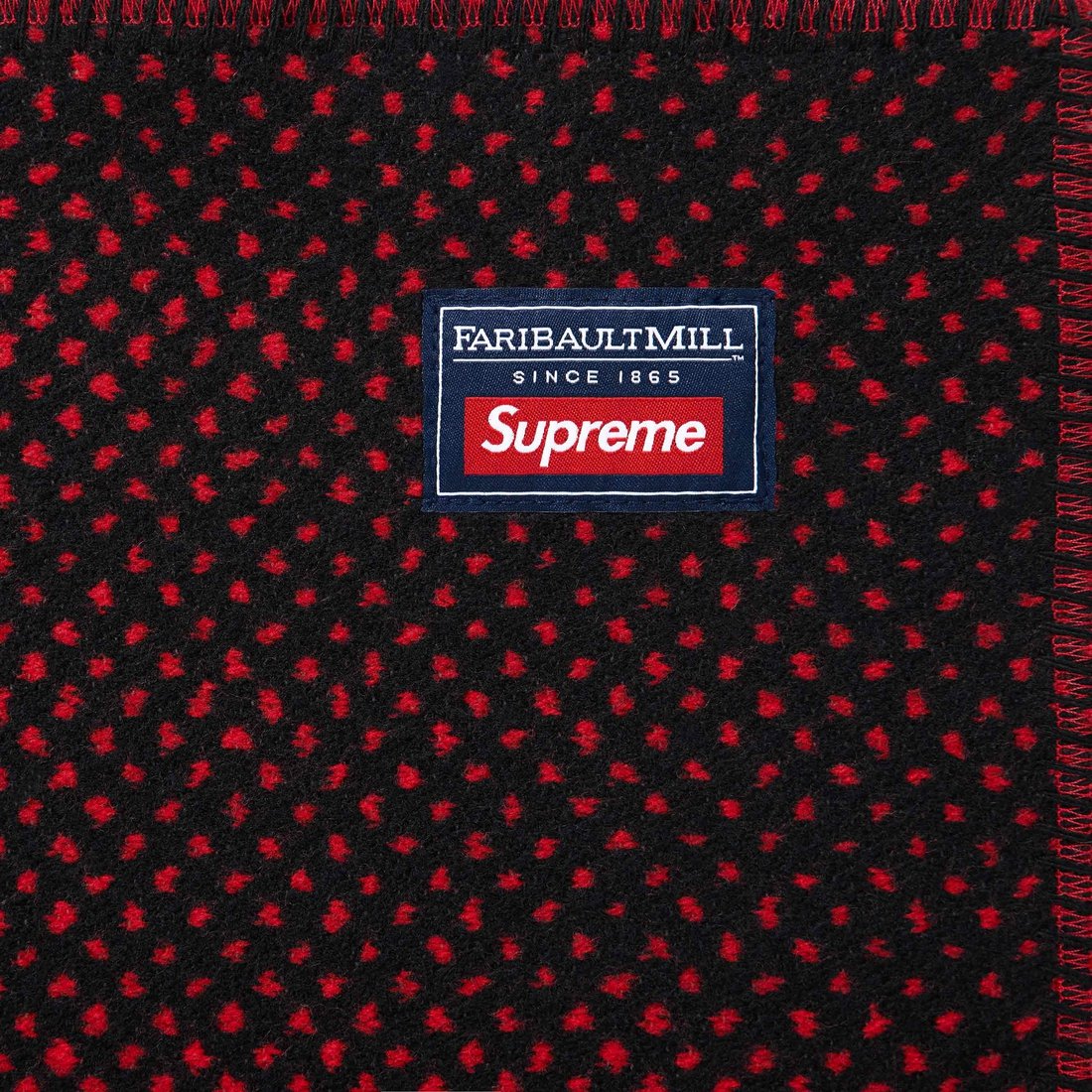 Details on Supreme Faribault Woolen Mill Kate Moss Throw Blanket Red from fall winter
                                                    2024 (Price is $398)