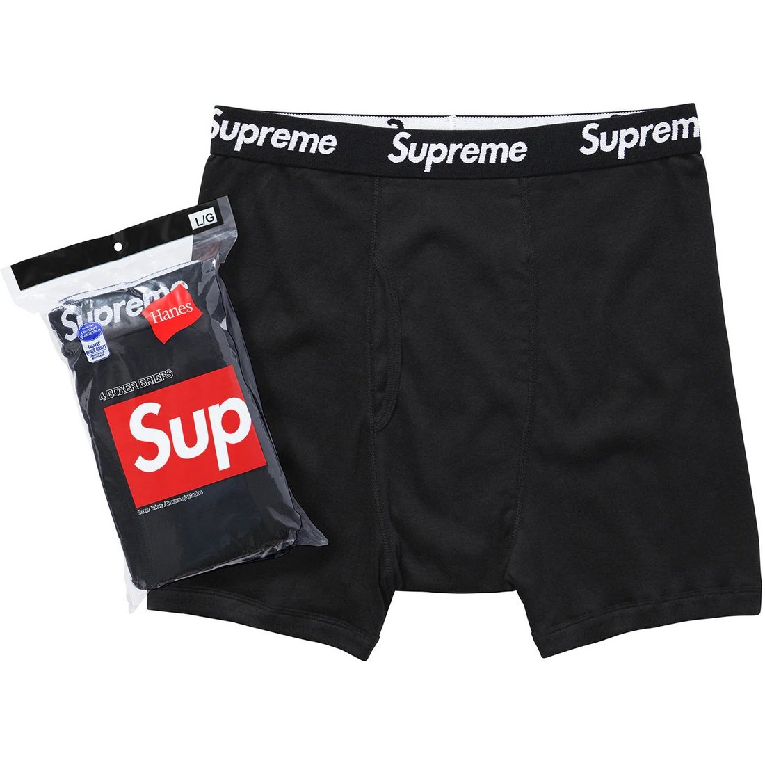 Details on Supreme Hanes Boxer Briefs (4 Pack) Black from fall winter
                                                    2024 (Price is $40)