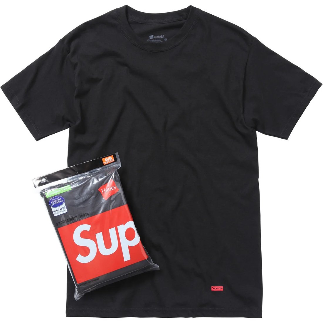 Details on Supreme Hanes Tagless Tees (3 Pack) Black from fall winter
                                                    2024 (Price is $30)