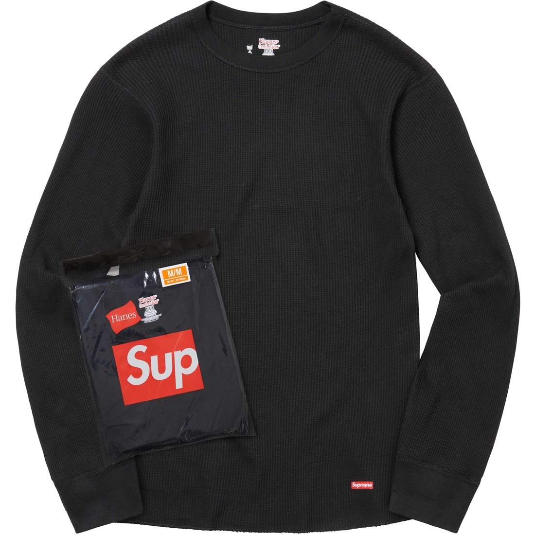 Details on Supreme Hanes Thermal Crew (1 Pack) Black from fall winter
                                                    2024 (Price is $30)