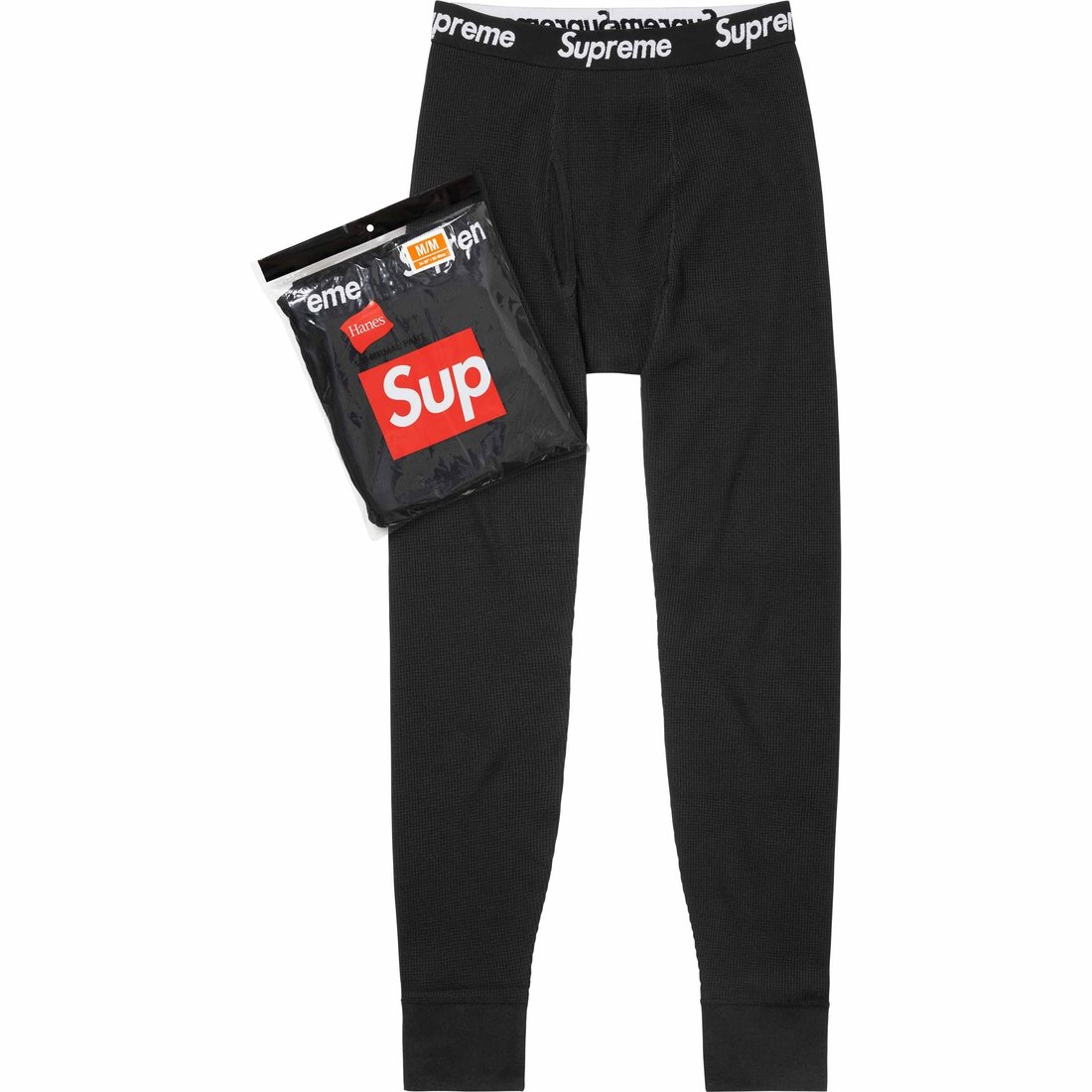 Details on Supreme Hanes Thermal Pant (1 Pack) Black from fall winter
                                                    2024 (Price is $30)