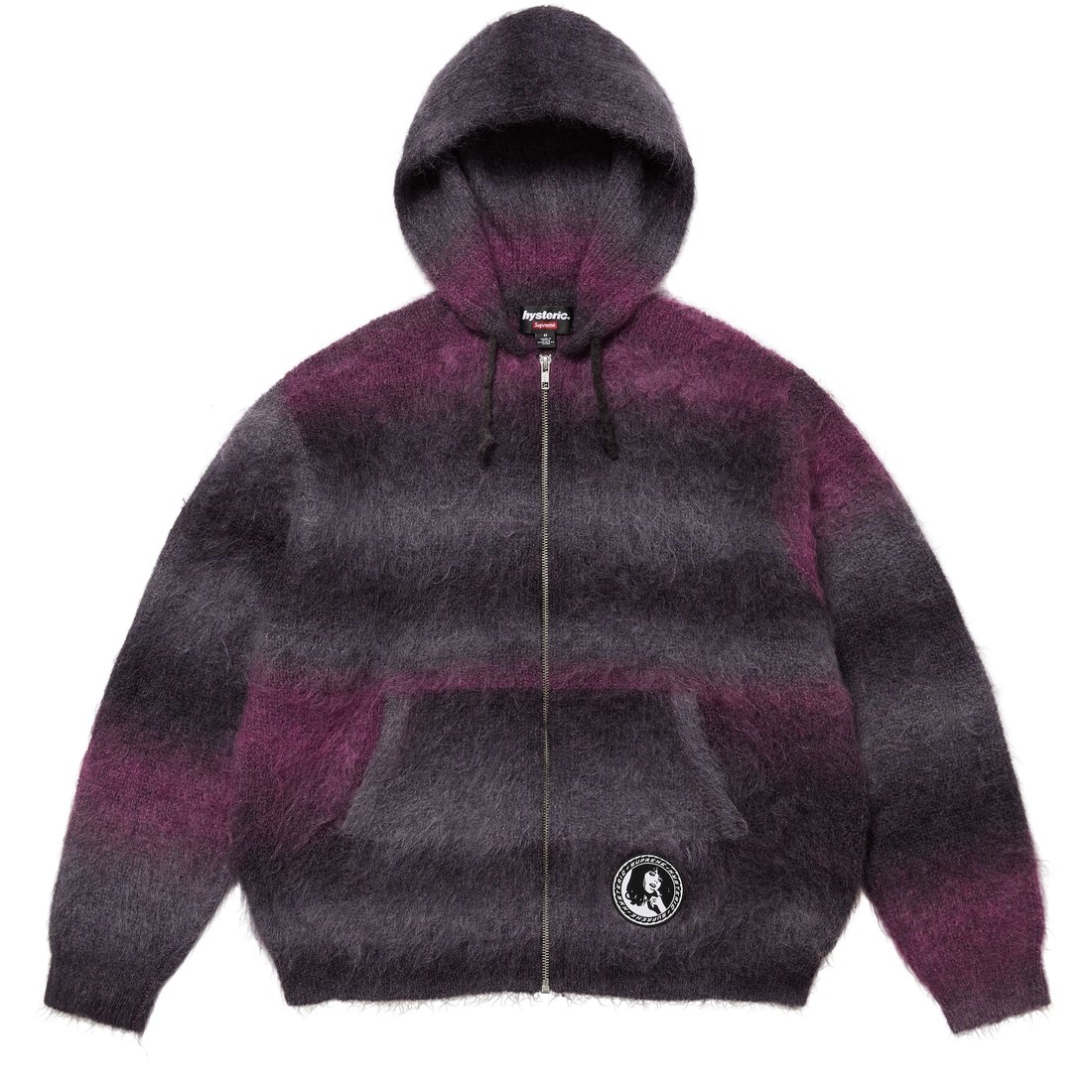 Details on Supreme HYSTERIC GLAMOUR Mohair Zip Up Hooded Sweater Black from fall winter
                                                    2024 (Price is $298)