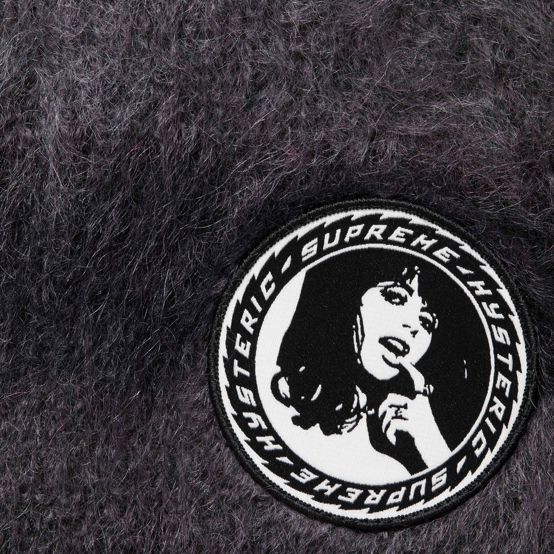 Details on Supreme HYSTERIC GLAMOUR Mohair Zip Up Hooded Sweater Black from fall winter
                                                    2024 (Price is $298)