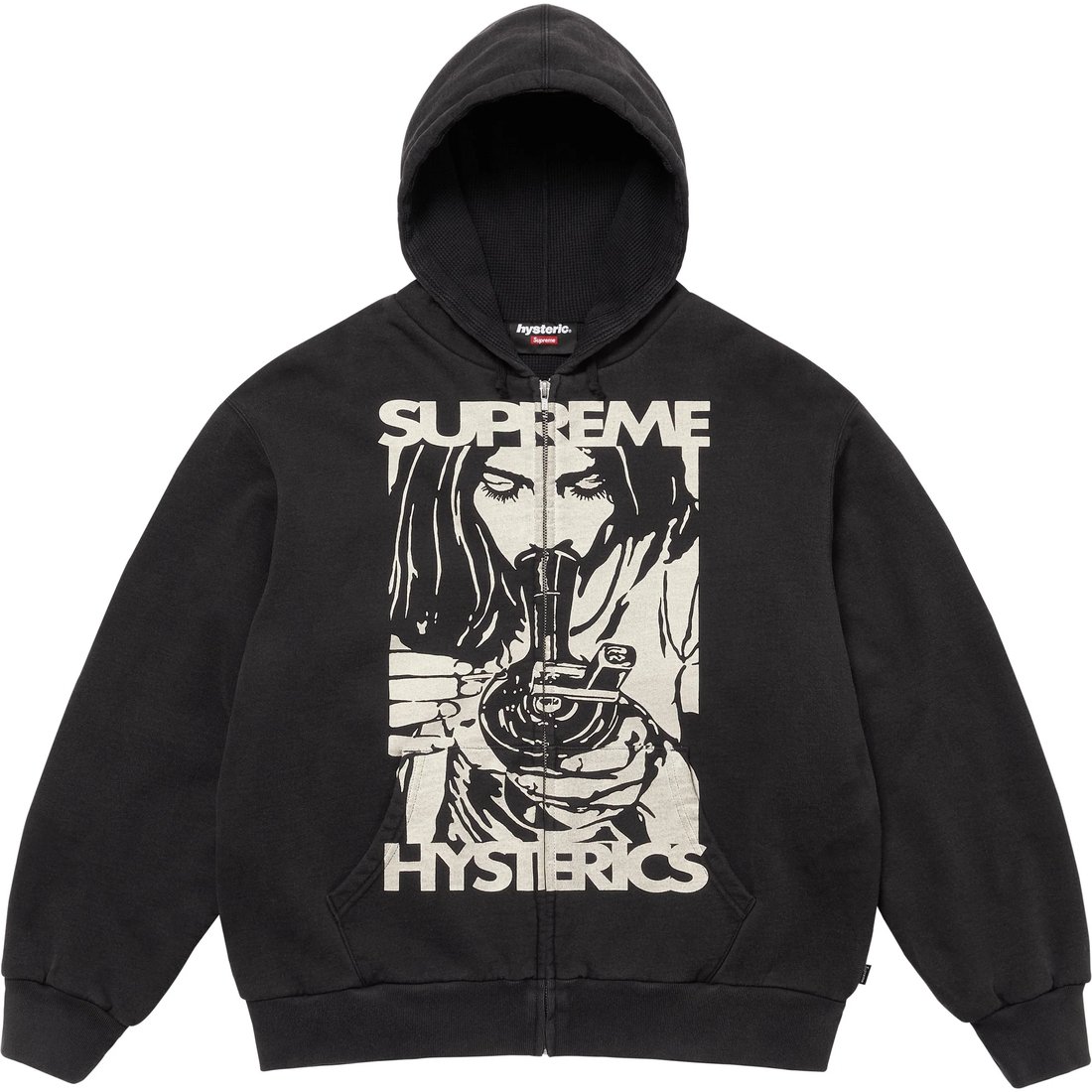 Details on Supreme HYSTERIC GLAMOUR Thermal Lined Zip Up Hooded Sweatshirt Black from fall winter
                                                    2024 (Price is $218)