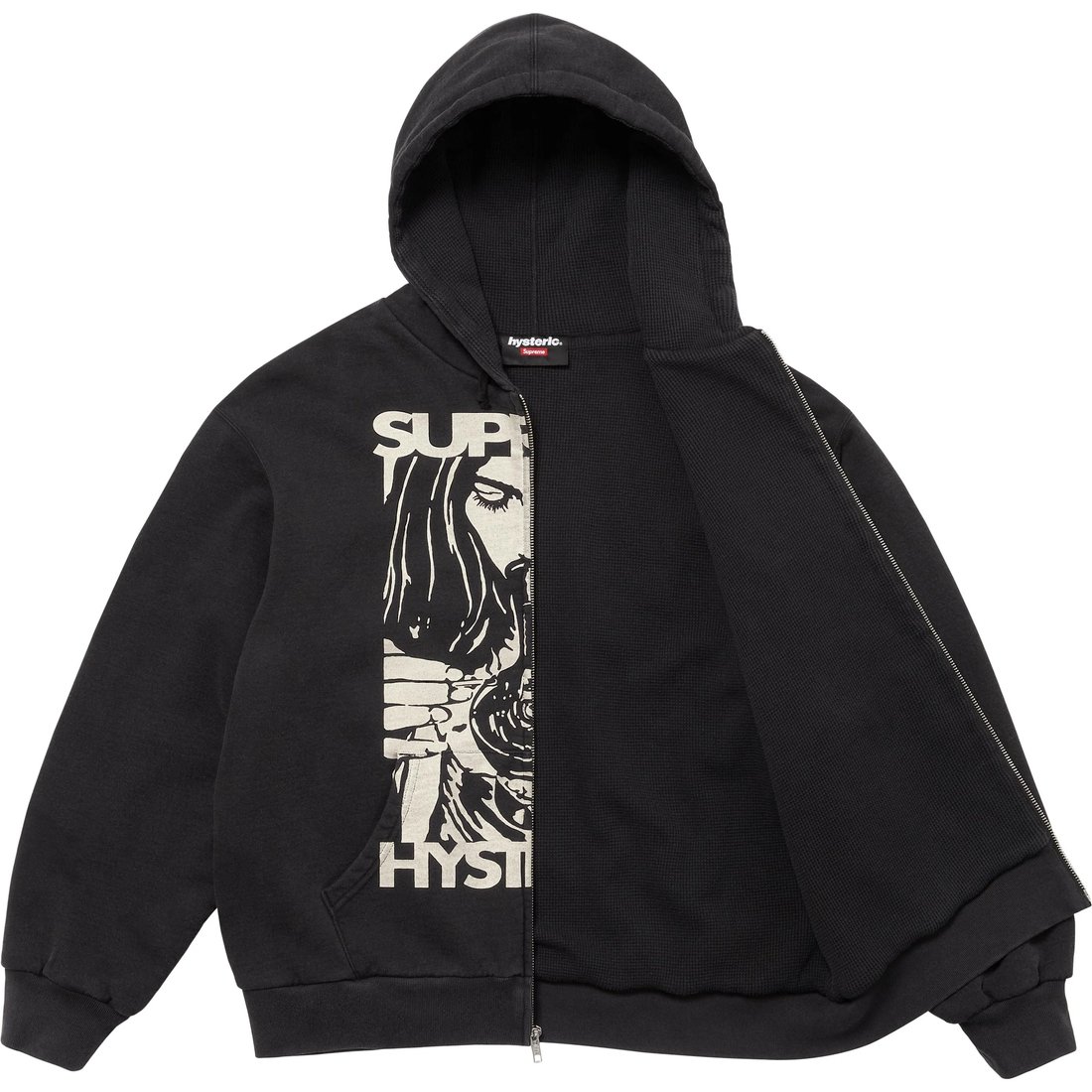 Details on Supreme HYSTERIC GLAMOUR Thermal Lined Zip Up Hooded Sweatshirt Black from fall winter
                                                    2024 (Price is $218)