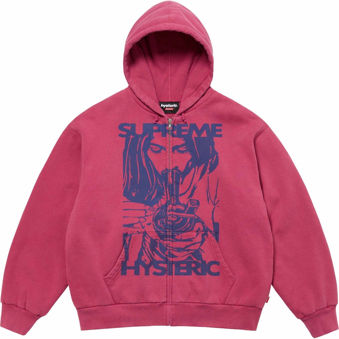 Details on Supreme HYSTERIC GLAMOUR Thermal Lined Zip Up Hooded Sweatshirt Washed Red from fall winter
                                                    2024 (Price is $218)