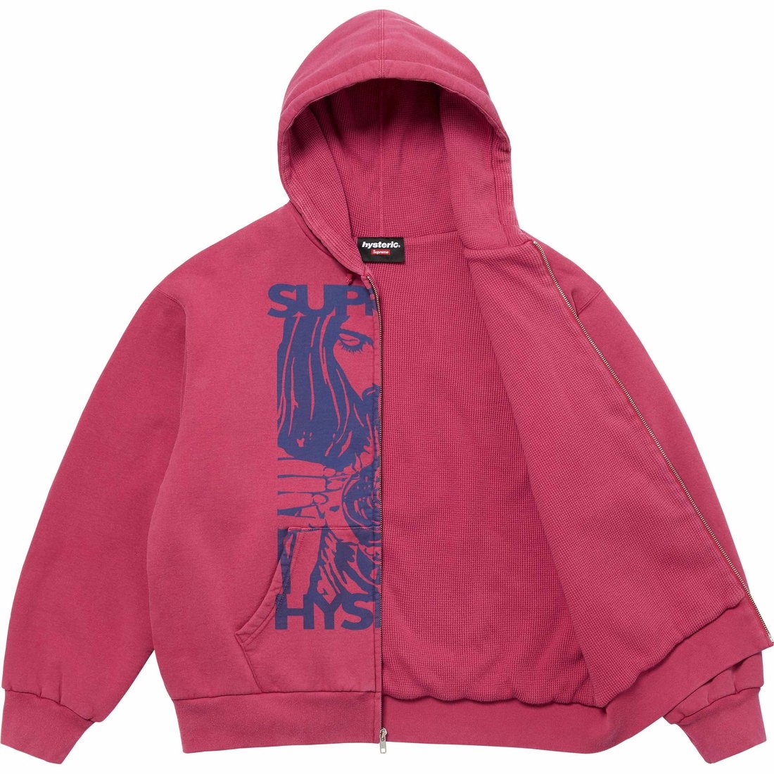 Details on Supreme HYSTERIC GLAMOUR Thermal Lined Zip Up Hooded Sweatshirt Washed Red from fall winter
                                                    2024 (Price is $218)