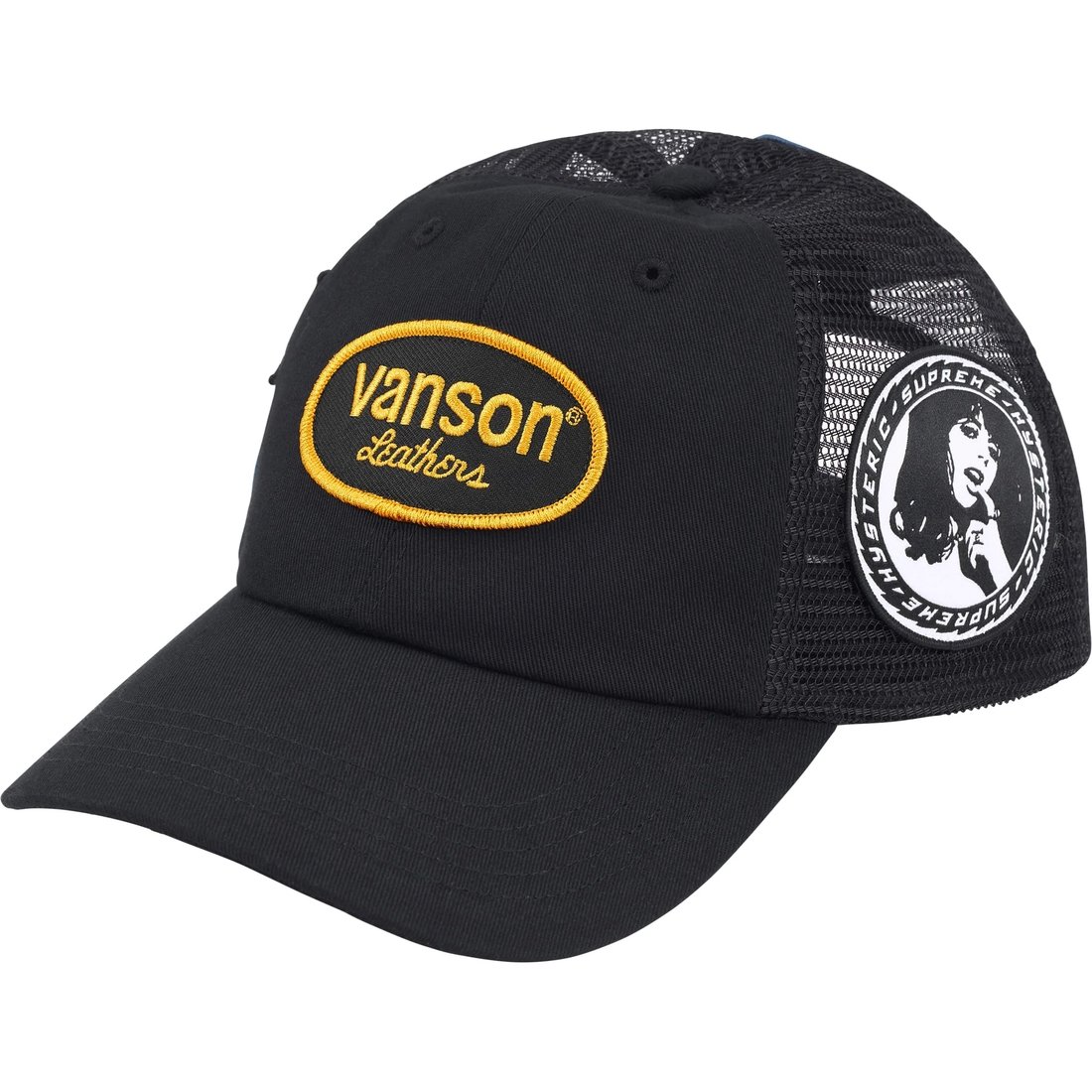 Details on Supreme HYSTERIC GLAMOUR Vanson Leathers Mesh Back 6-Panel Black from fall winter
                                                    2024 (Price is $58)