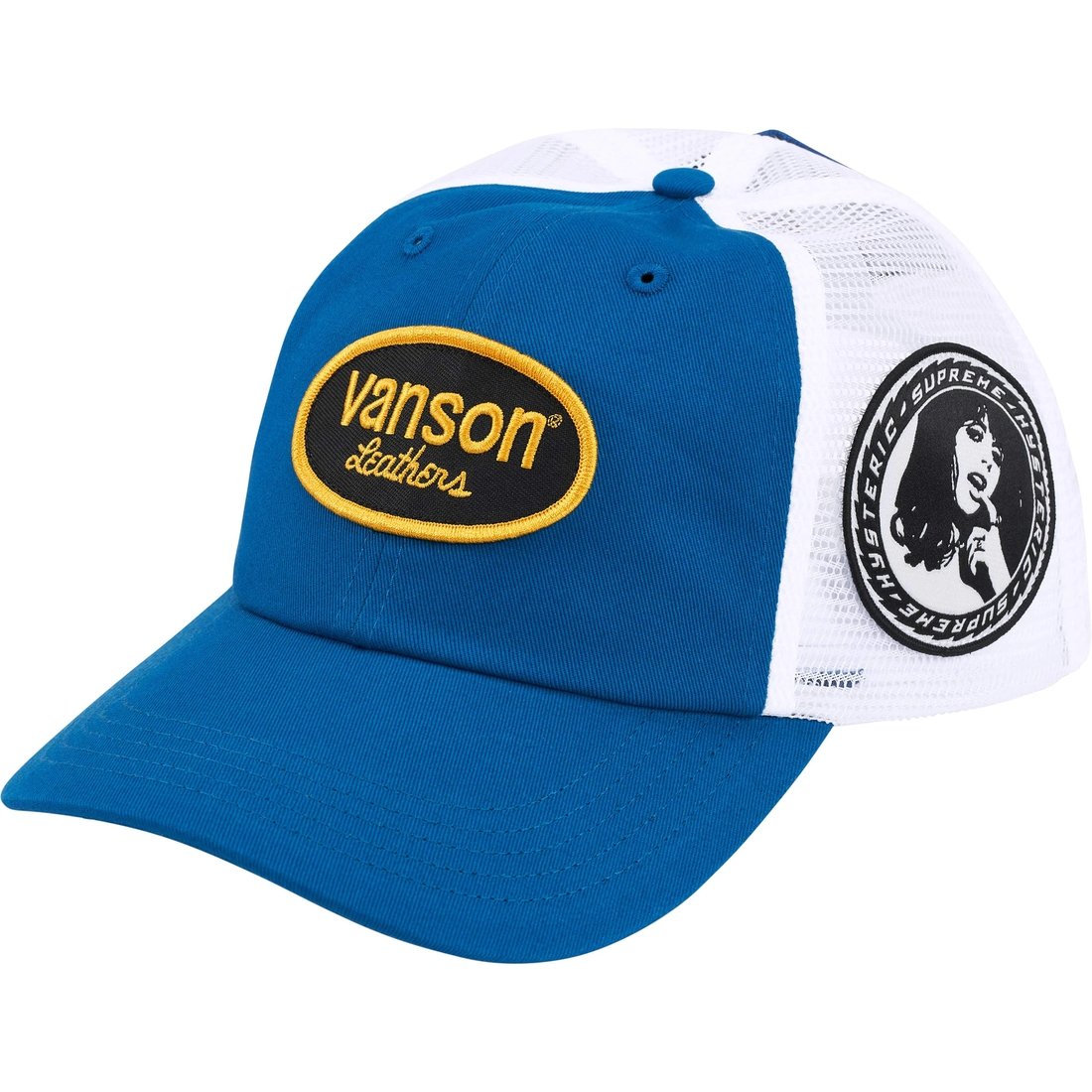 Details on Supreme HYSTERIC GLAMOUR Vanson Leathers Mesh Back 6-Panel Blue from fall winter
                                                    2024 (Price is $58)