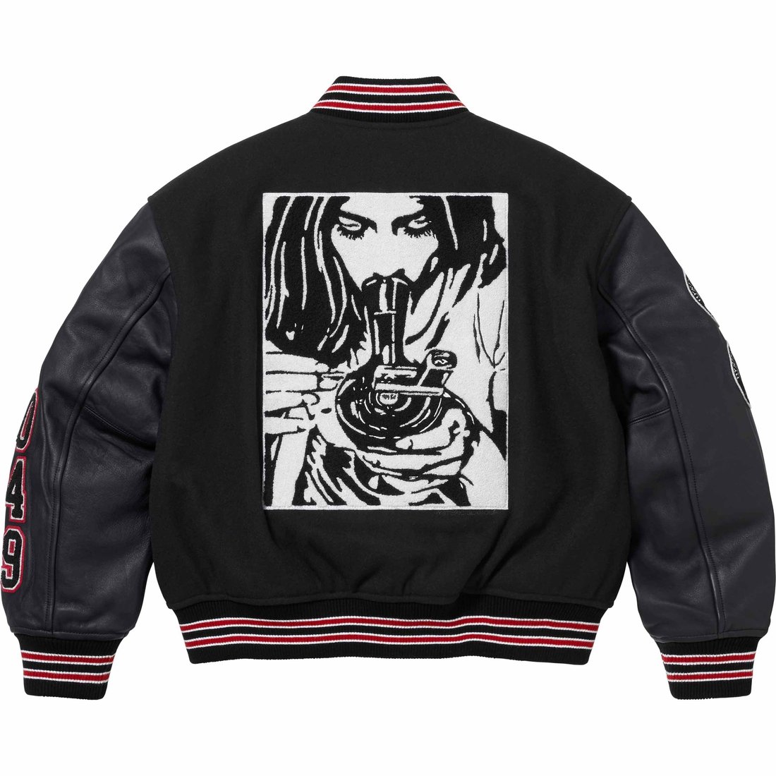 Details on Supreme HYSTERIC GLAMOUR Varsity Jacket Black from fall winter
                                                    2024 (Price is $698)