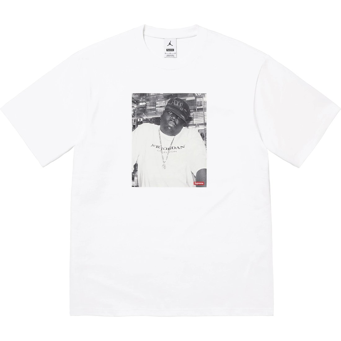 Details on Supreme Jordan Biggie S S Top White from fall winter
                                                    2024 (Price is $48)