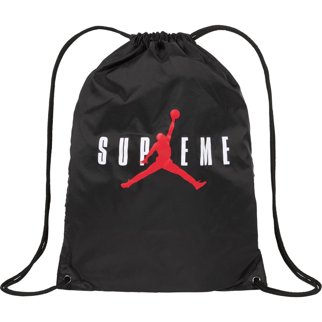 Details on Supreme Jordan Drawstring Bag Black from fall winter
                                                    2024 (Price is $28)