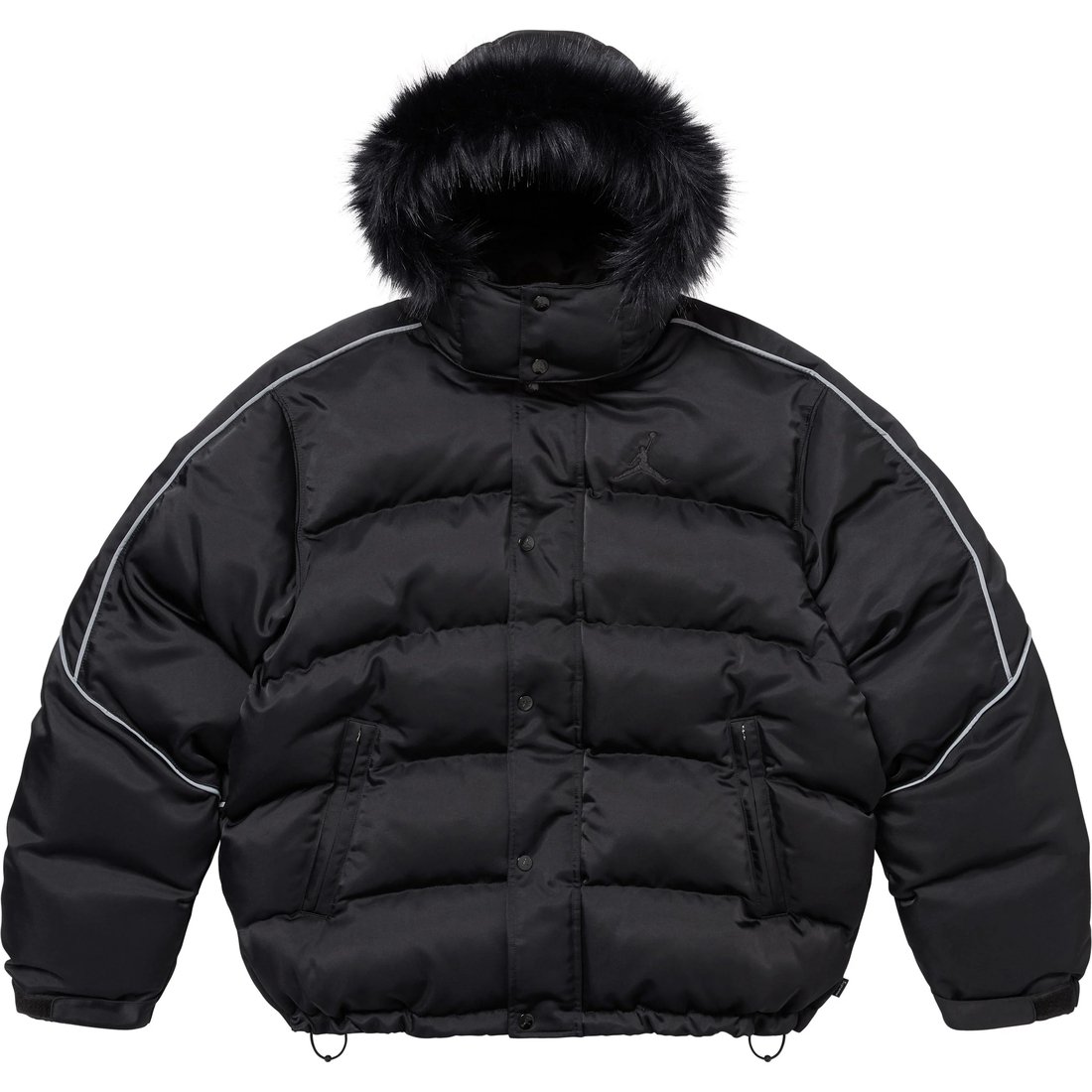 Details on Supreme Jordan Puffer Jacket Black from fall winter
                                                    2024 (Price is $368)