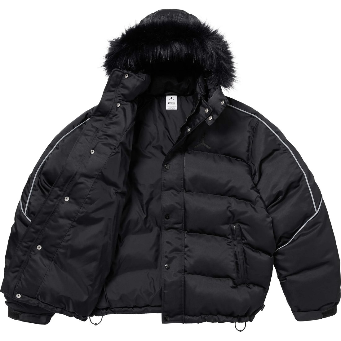 Details on Supreme Jordan Puffer Jacket Black from fall winter
                                                    2024 (Price is $368)