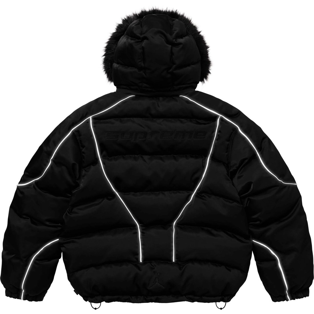 Details on Supreme Jordan Puffer Jacket Black from fall winter
                                                    2024 (Price is $368)