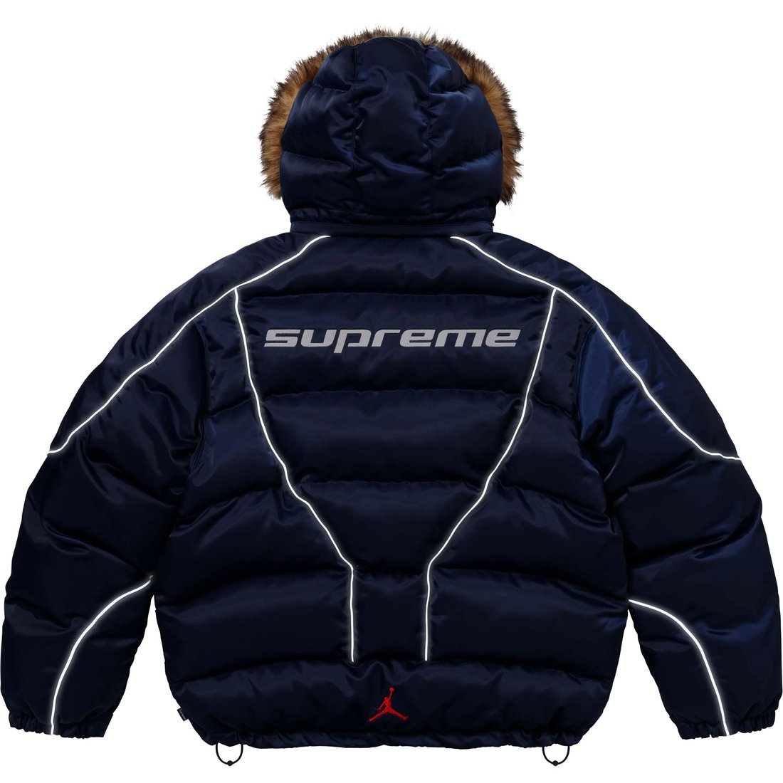 Details on Supreme Jordan Puffer Jacket Navy from fall winter
                                                    2024 (Price is $368)