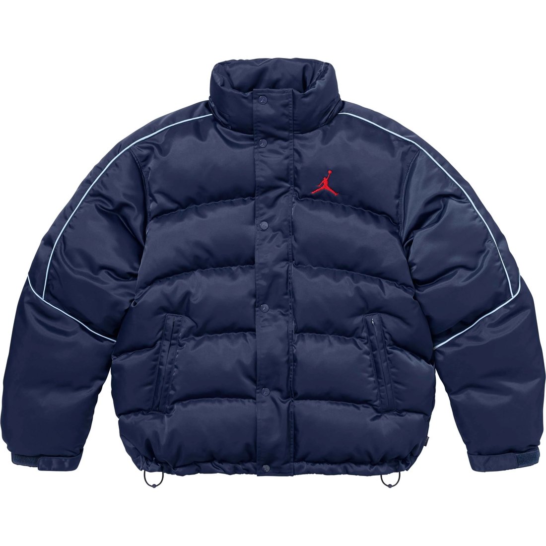 Details on Supreme Jordan Puffer Jacket Navy from fall winter
                                                    2024 (Price is $368)