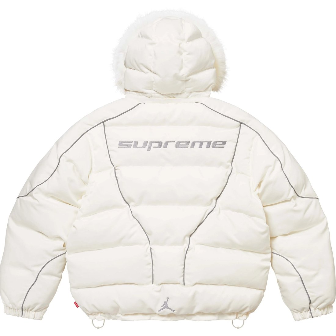 Details on Supreme Jordan Puffer Jacket White from fall winter
                                                    2024 (Price is $368)