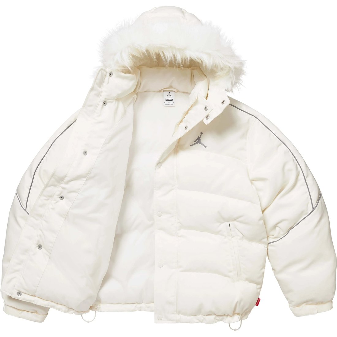 Details on Supreme Jordan Puffer Jacket White from fall winter
                                                    2024 (Price is $368)